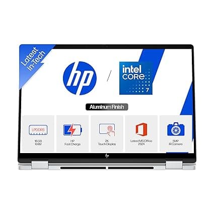 HP OmniBook 5 Flip, Intel Core 7 150U (16GB LPDDR5,1TB SSD) 2K, Micro-Edge, 300 nits, 14''/35.6cm, Convertible, Win 11, M365, Office 24, Glacier Silver,1.65kg, fp0690TU,Pen,5MP Camera w/Shutter Laptop